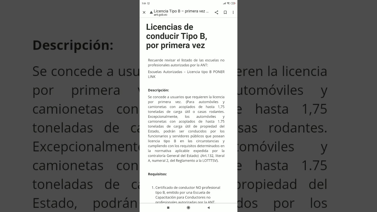 sacar la licencia de conducir Tipo B en Ecuador